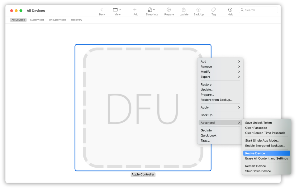 Apple Configurator DFU 模式 Apple Configurator DFU 模式