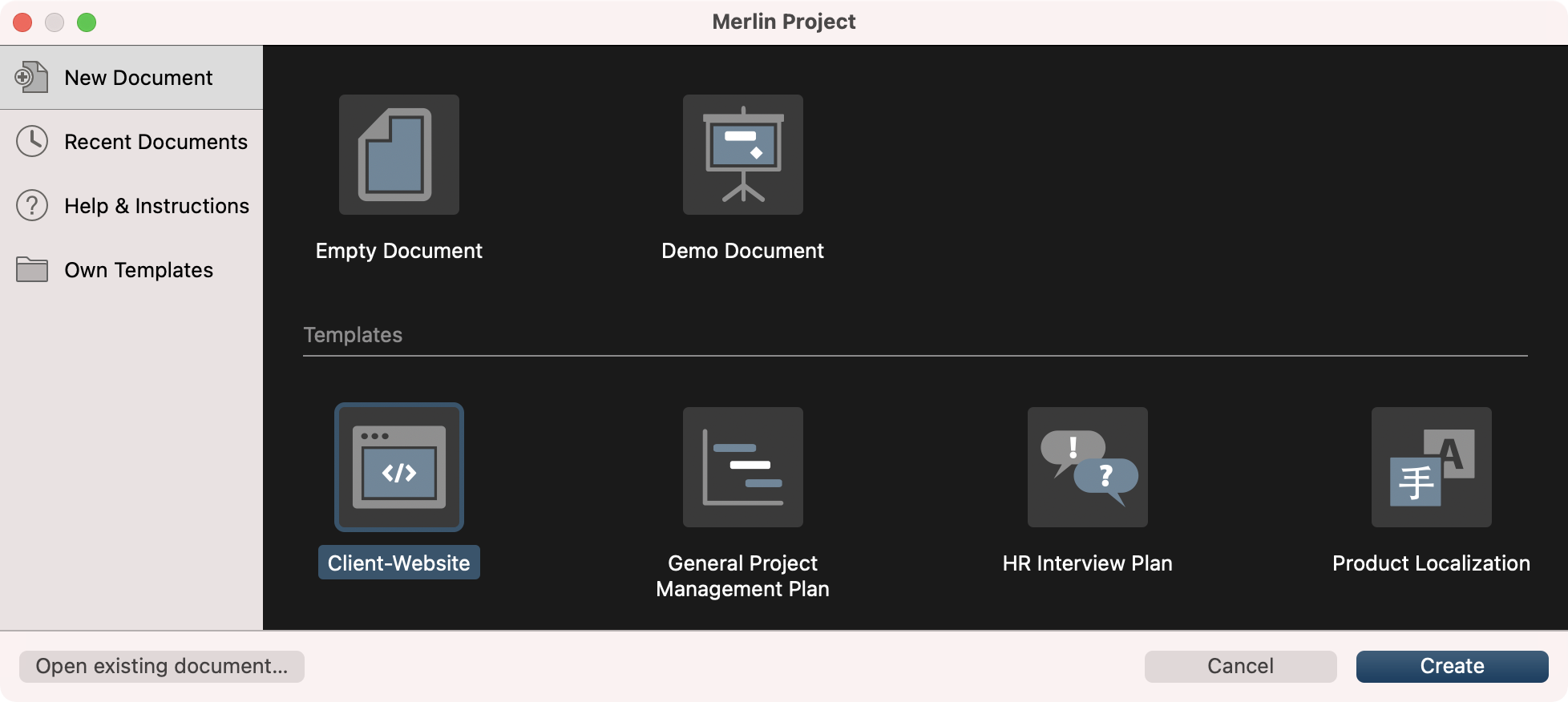 Diálogo de documento en macOS Diálogo de documento en macOS