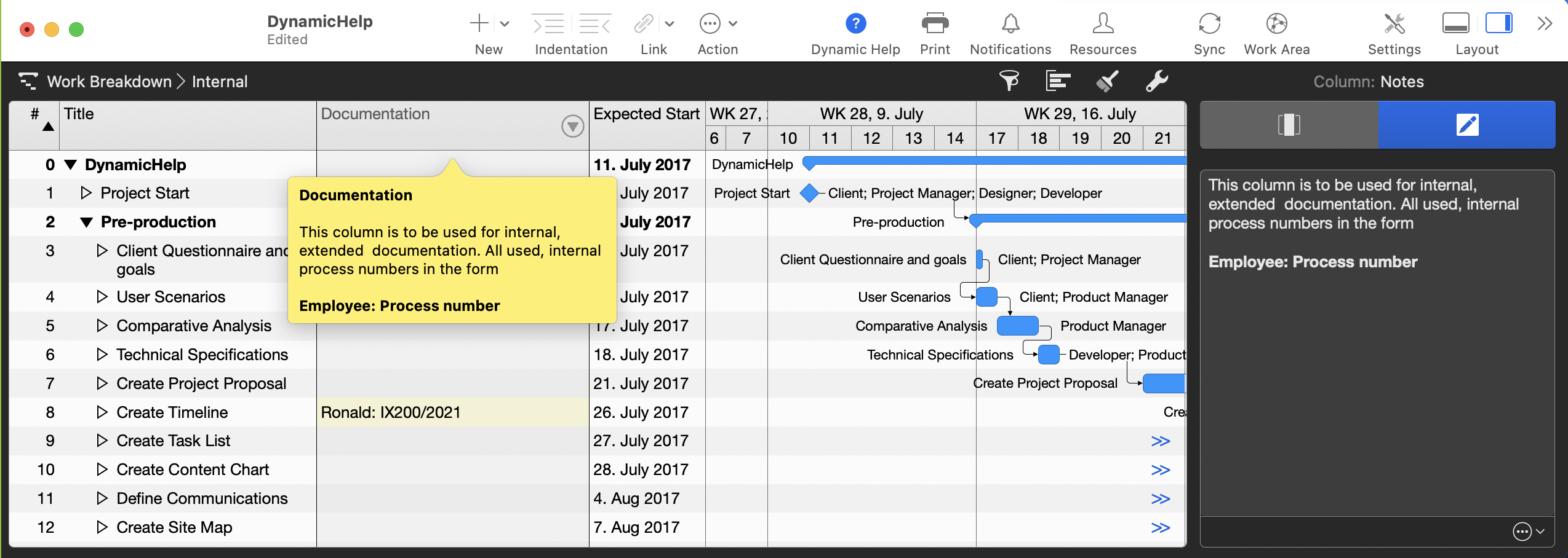 Active help for custom column