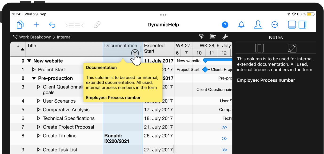 Active help for custom column on the iPad