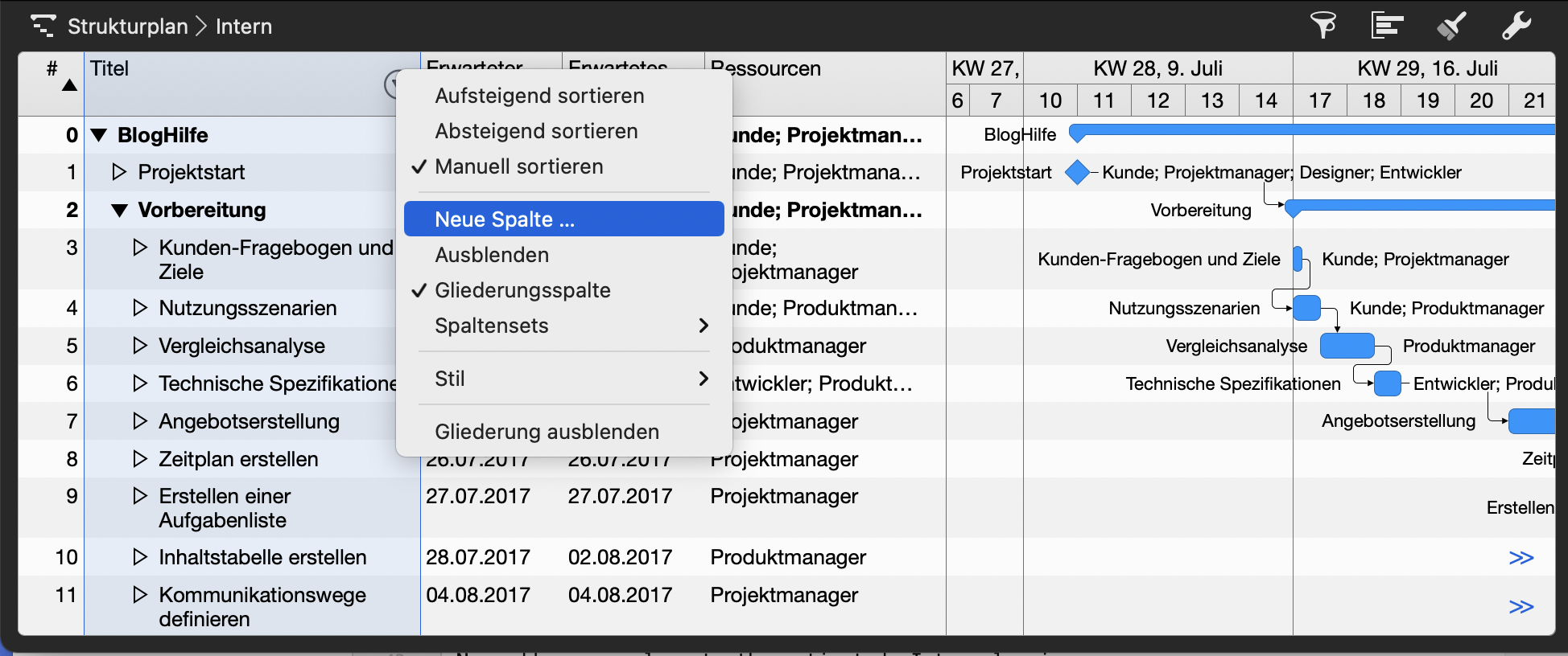 Neue Spalte erstellen