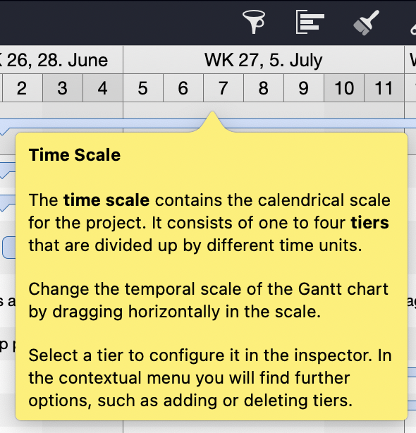 Help text for the time scale