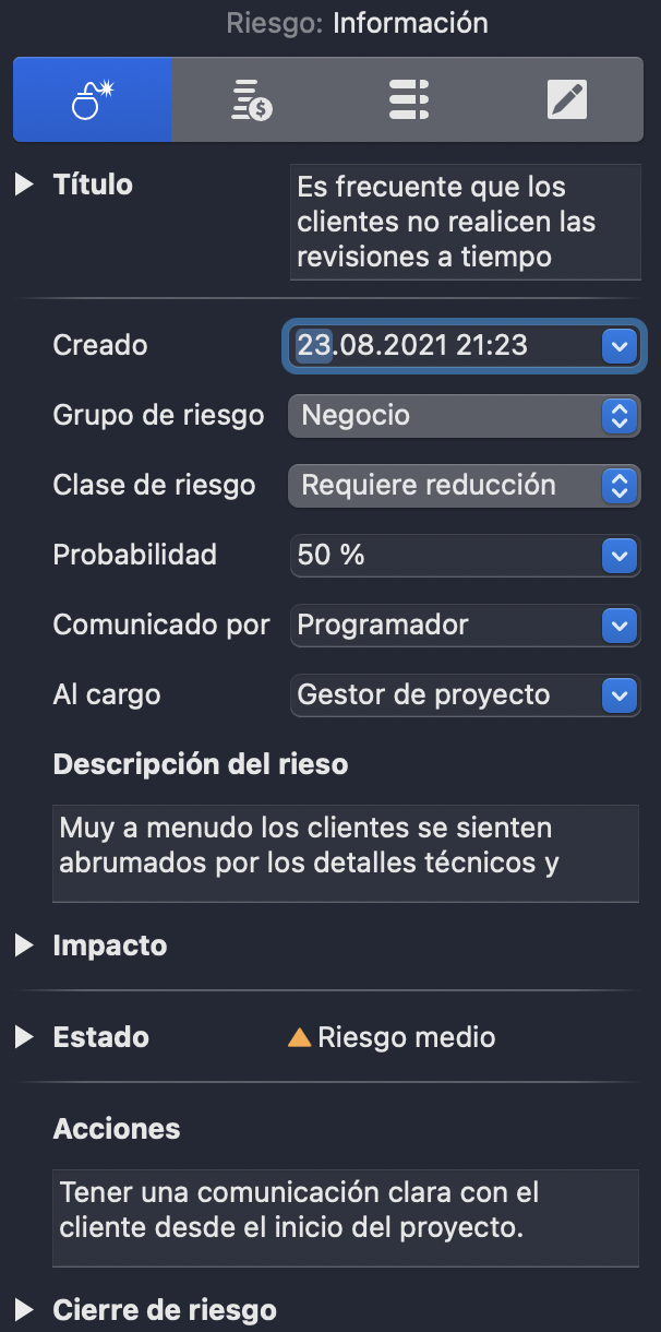 Gestión de riesgos en Merlin Project