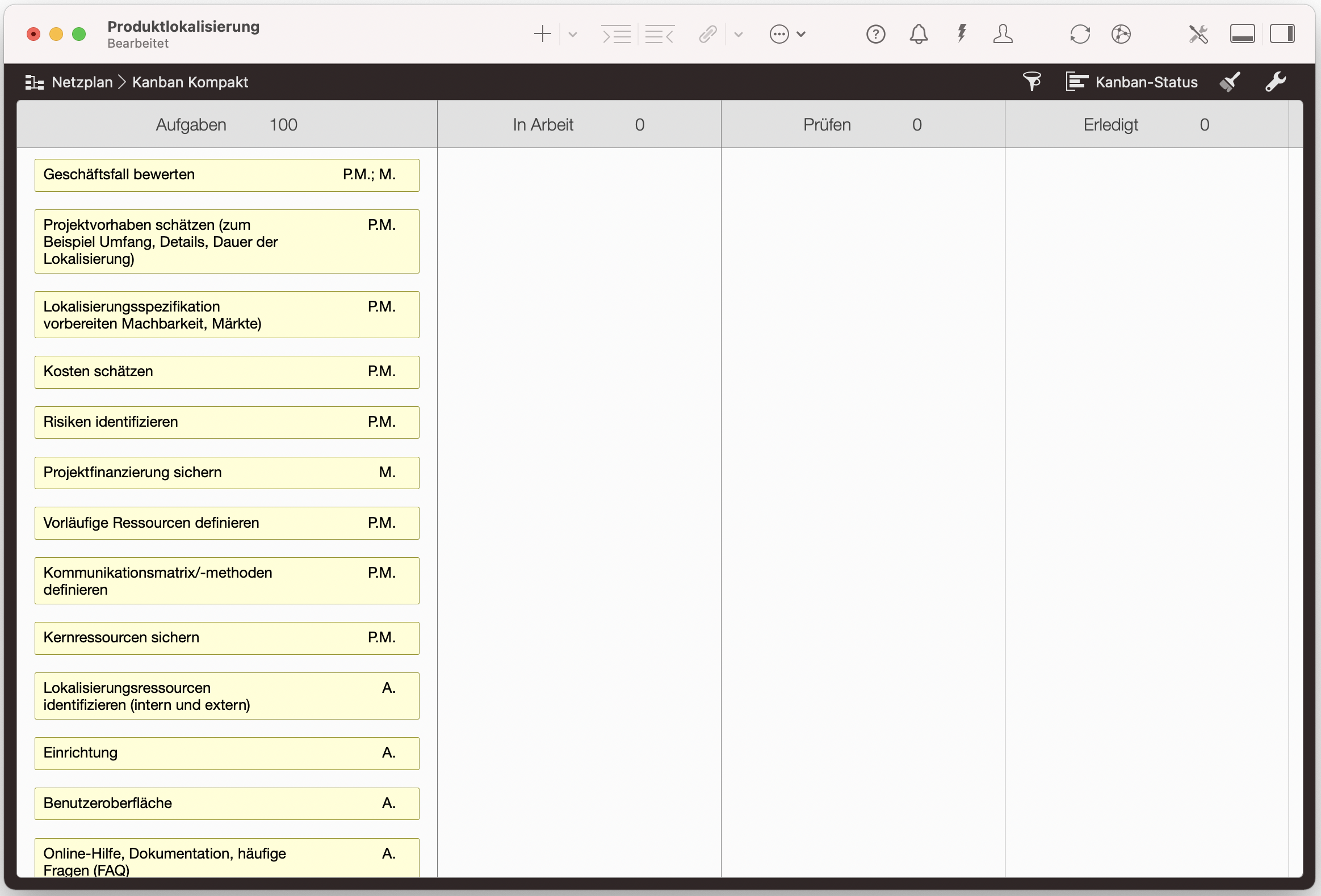 Kanban-Tafel, lange Backlog Liste Kanban-Tafel, lange Backlog Liste