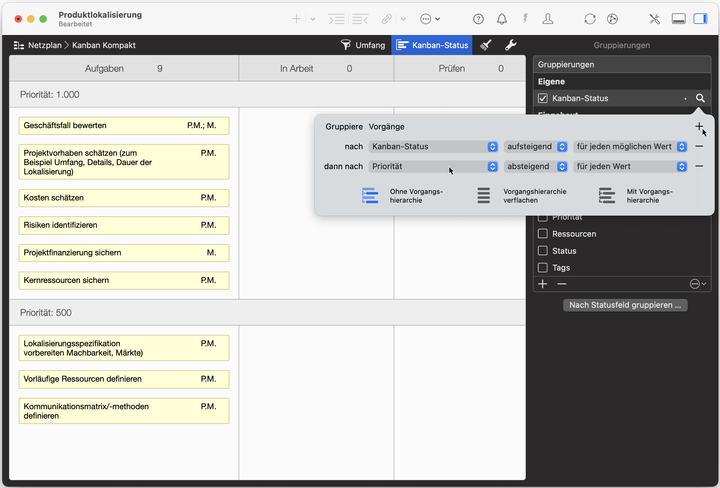 Zusätzlich nach Priorität gruppieren Zusätzlich nach Priorität gruppieren