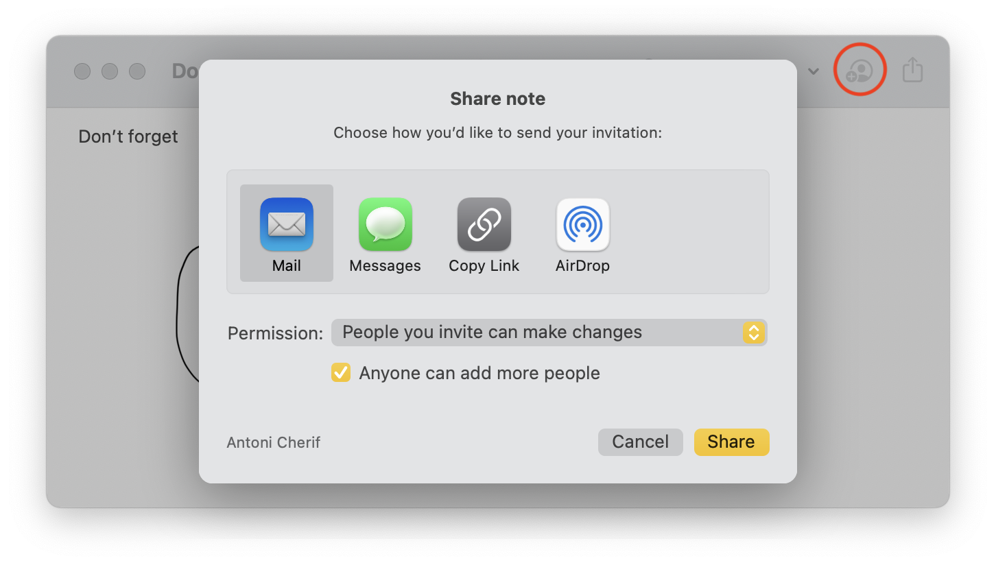 Share notes with others