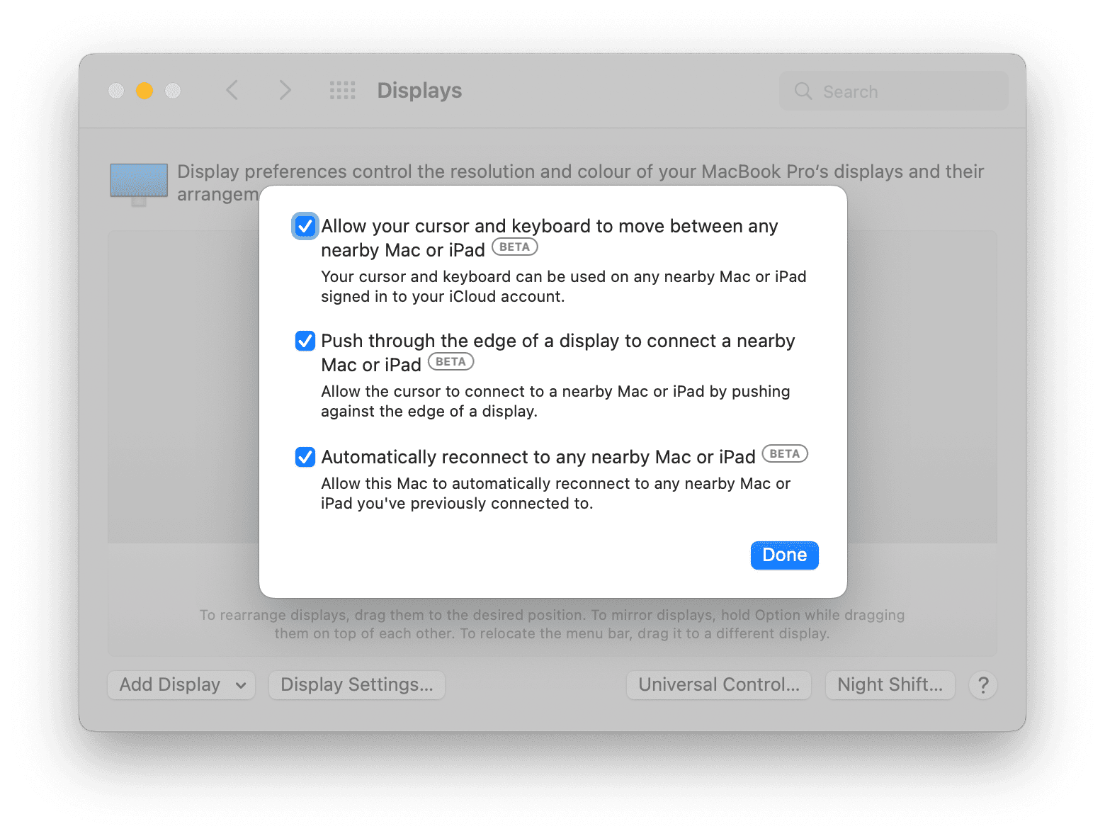 Universal Control on