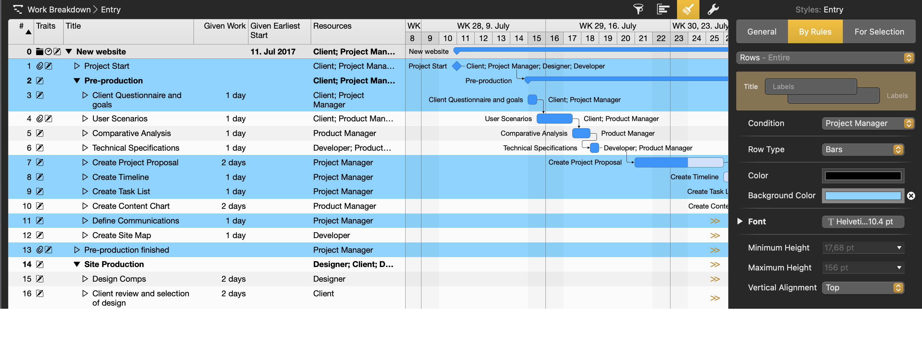 Highlight assignment with background color