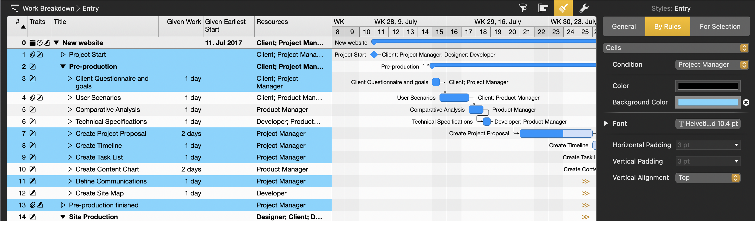 Highlight assignment with background color only in Outline