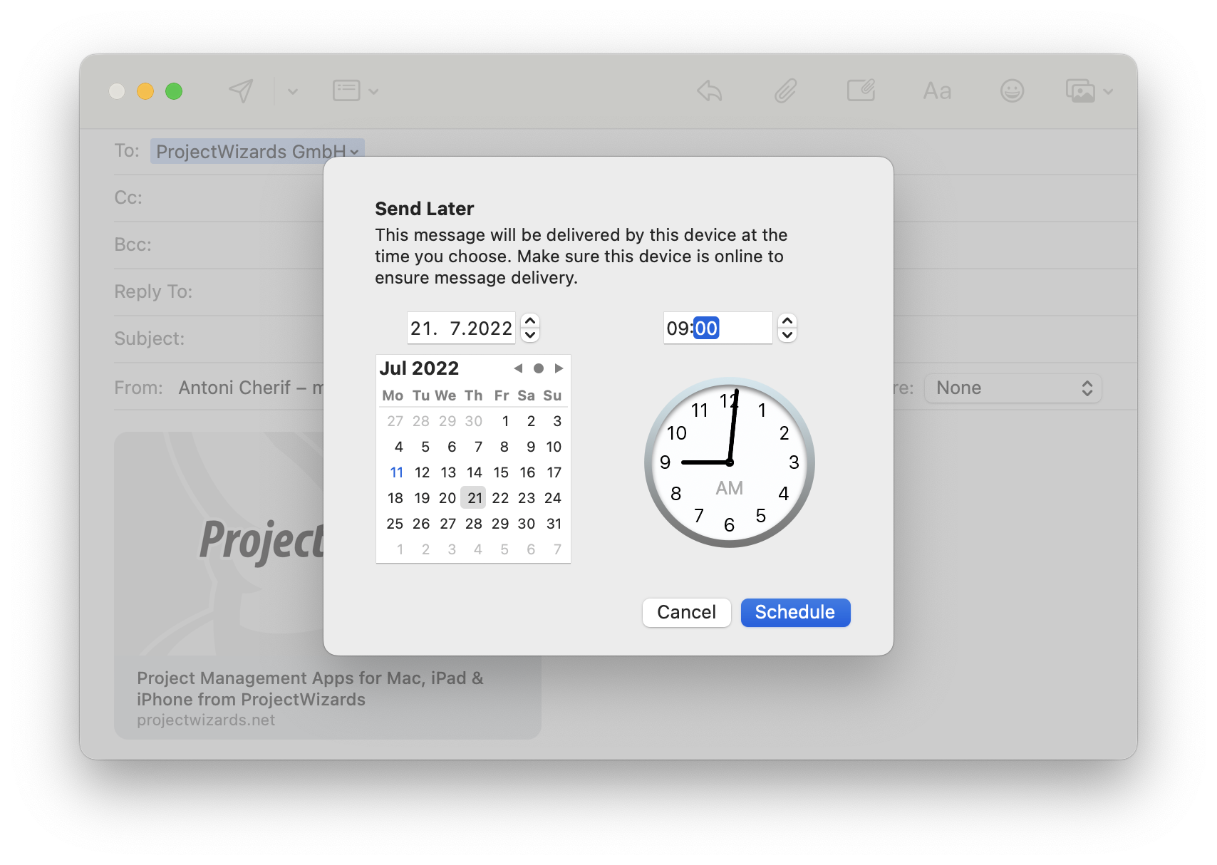 Mail scheduling