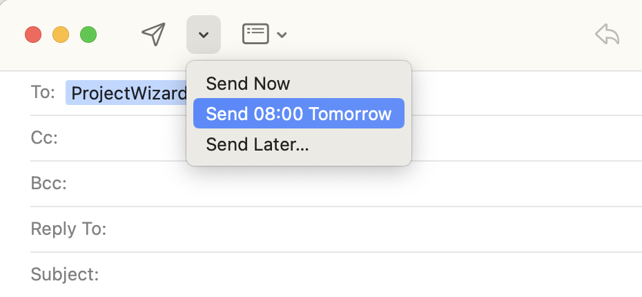 Mail time options
