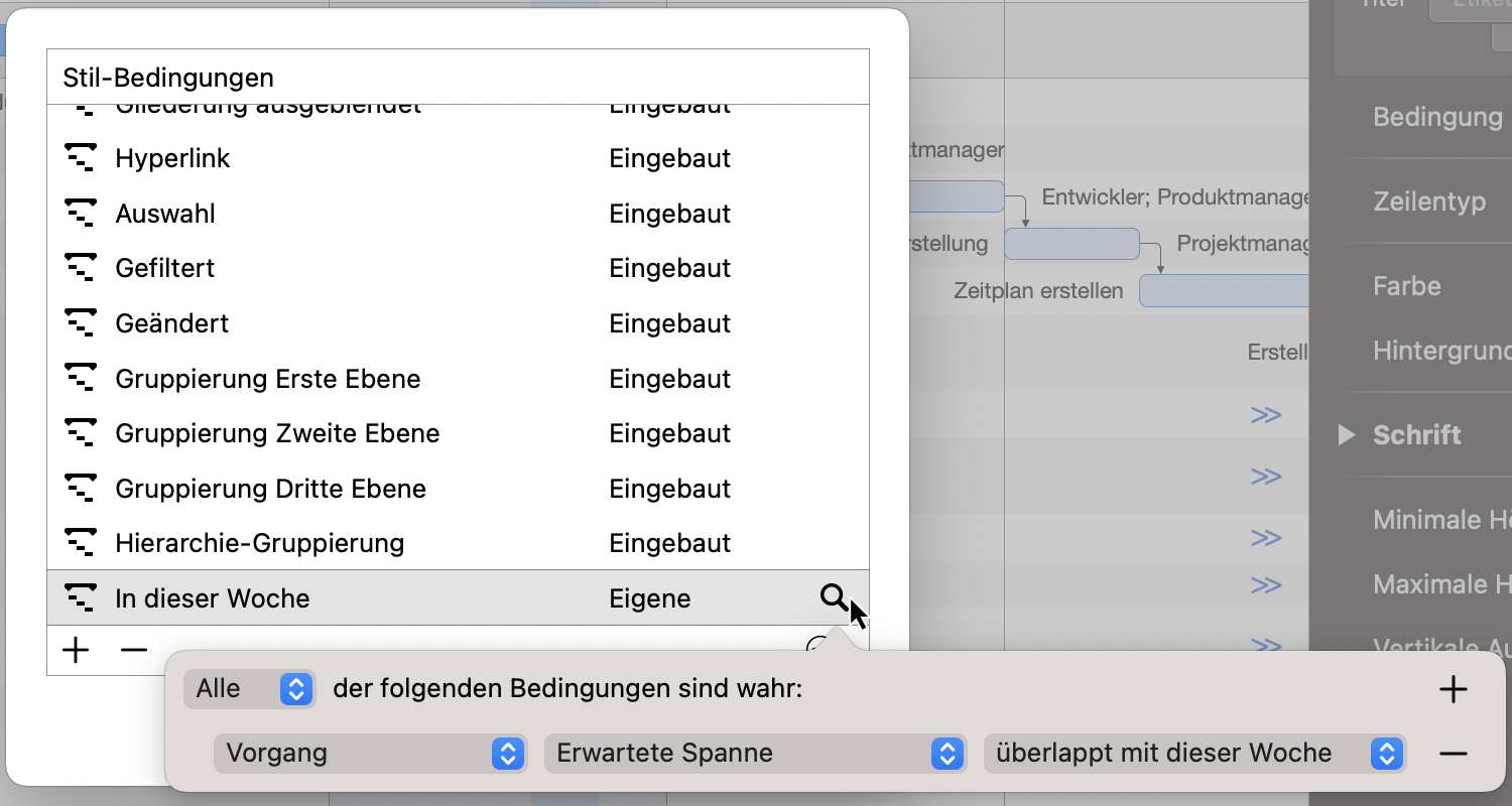 Merlin Project - Stil-Bedingung 'überlappt mit dieser Woche'