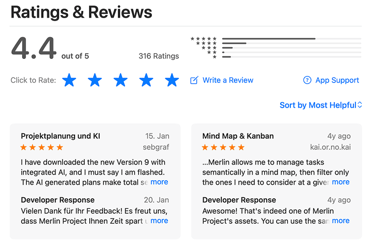 Reviews in the App Store