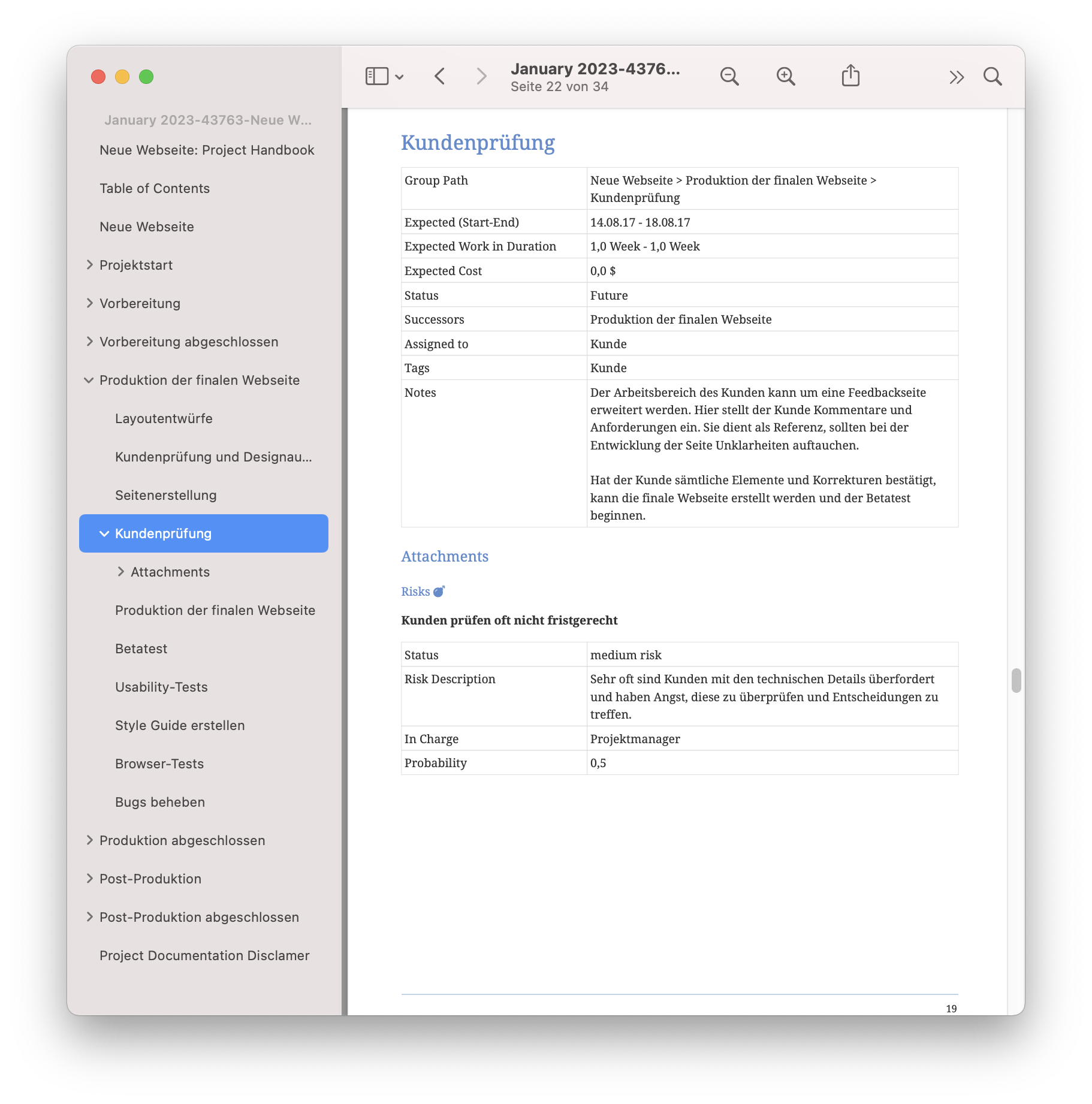 Projekthandbuch: Artikel und seine Anhänge Projekthandbuch: Artikel und seine Anhänge