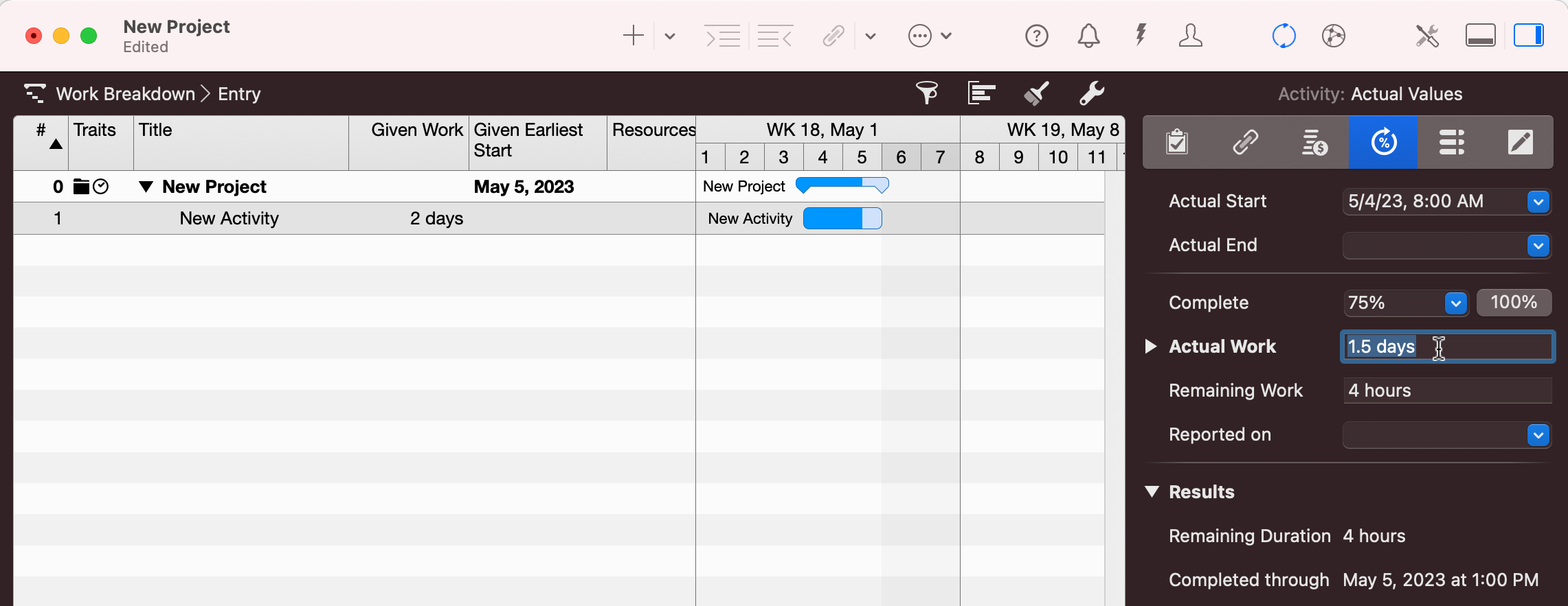Merlin Project - Updating Actual Work