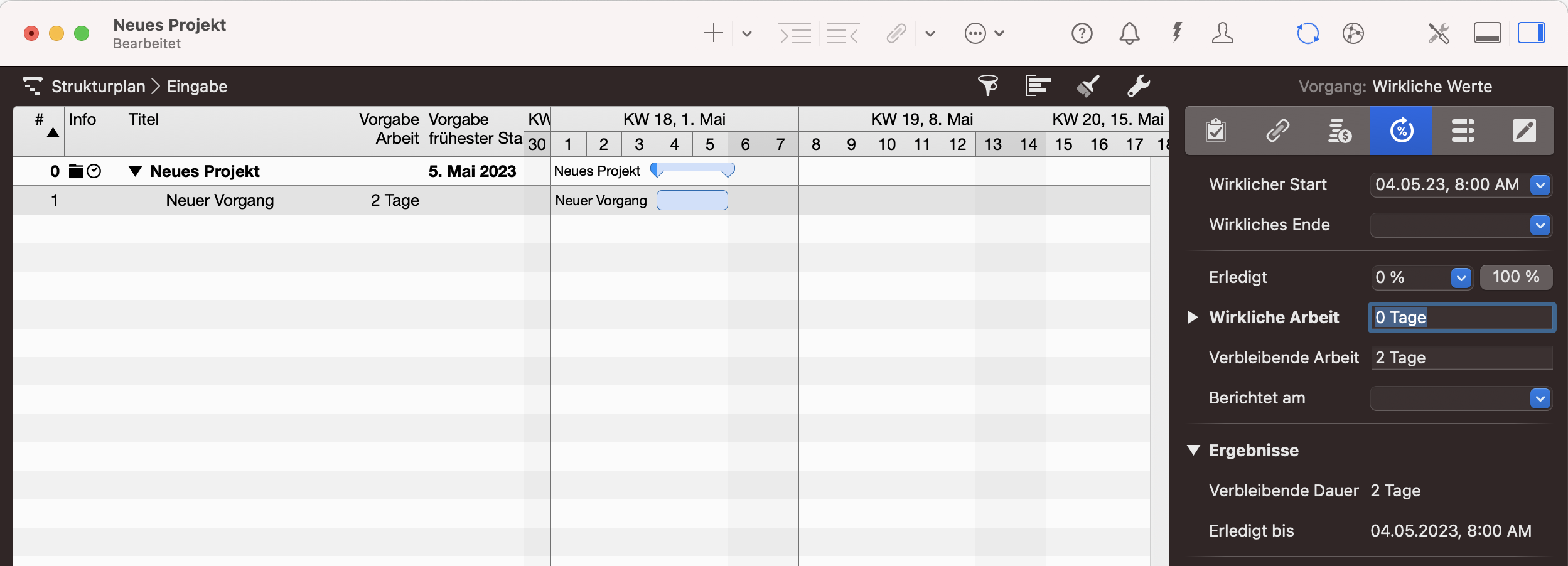 Merlin Project - Eingabe des Fortschritts als Arbeit