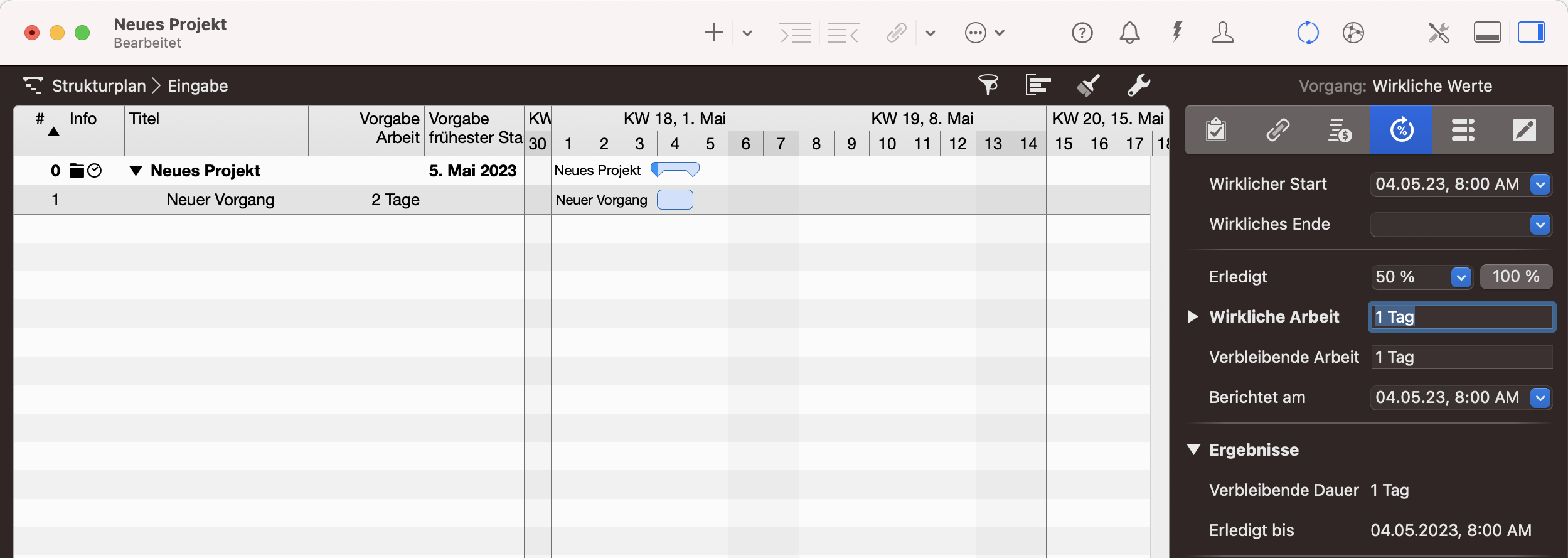Merlin Projekt - Berechnete Verbleibende Arbeit