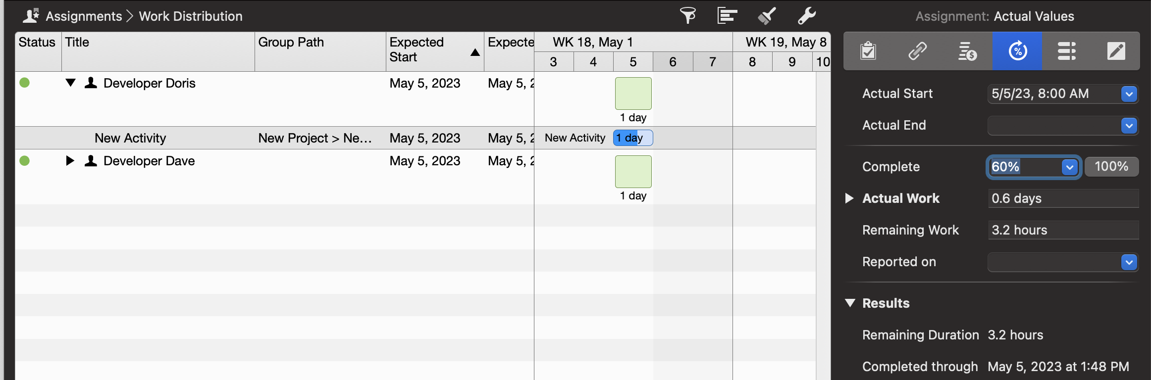 Merlin Project - Progress Entered On The Assignments View