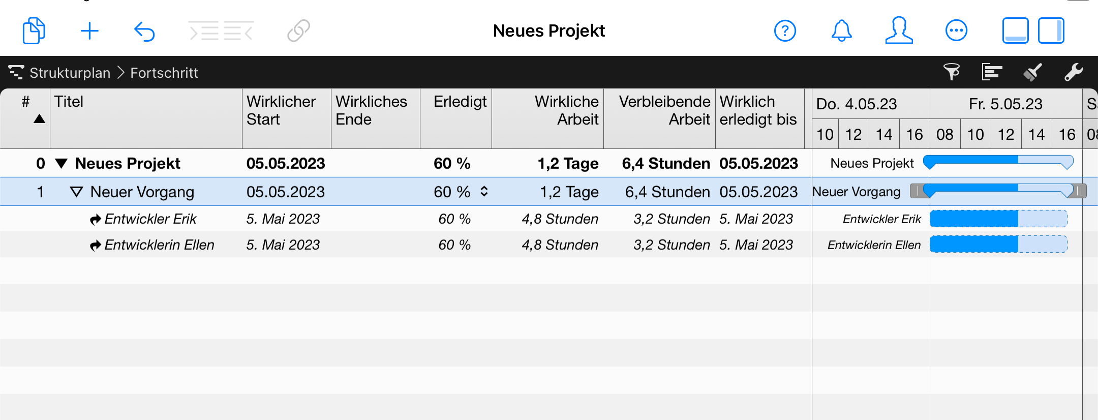Merlin Project auf dem iPad - Vorgang erledigt bei 60%