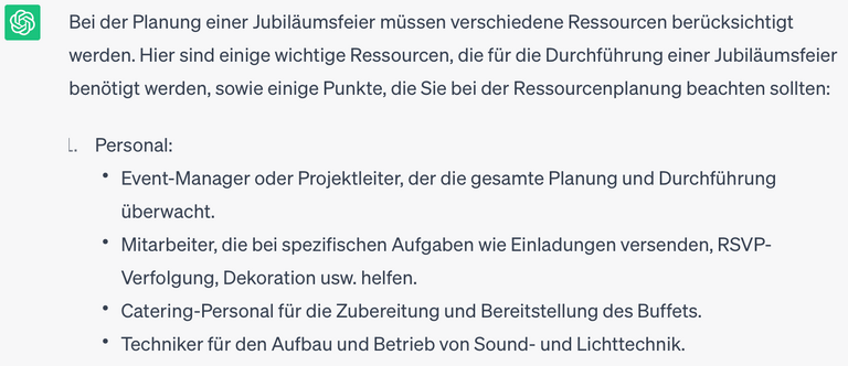 Antwort von ChatGPT zum Ressourcenbedarf Antwort von ChatGPT zum Ressourcenbedarf