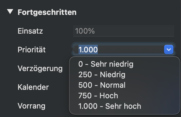 Priorisierung in Merlin Project