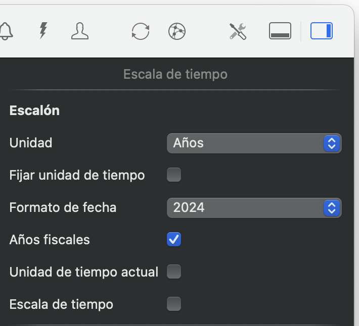 El inspector de la escala de tiempo en Merlin Project