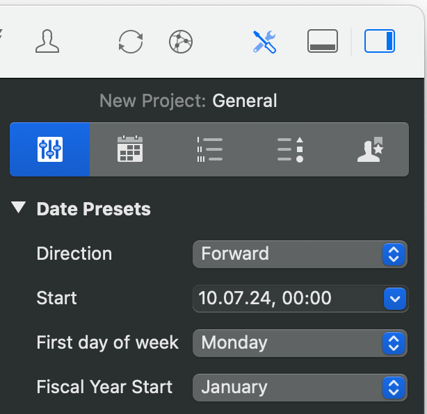 Merlin Project のプロジェクト設定インスペクタ Merlin Project のプロジェクト設定インスペクタ
