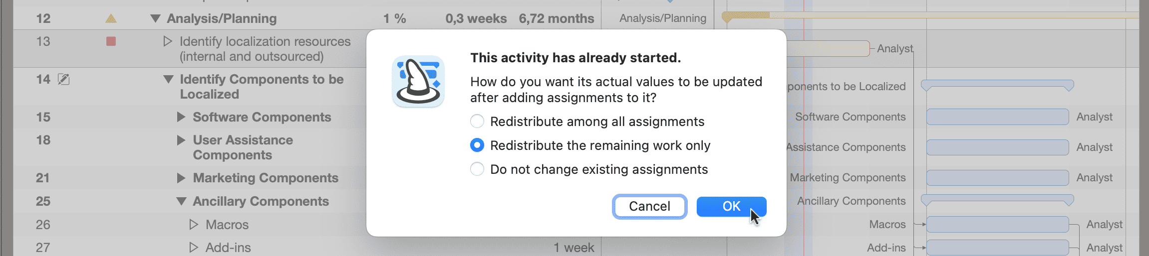 Merlin Project - what to do by actual values