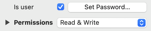 Activate the 'Is user' box for the resource