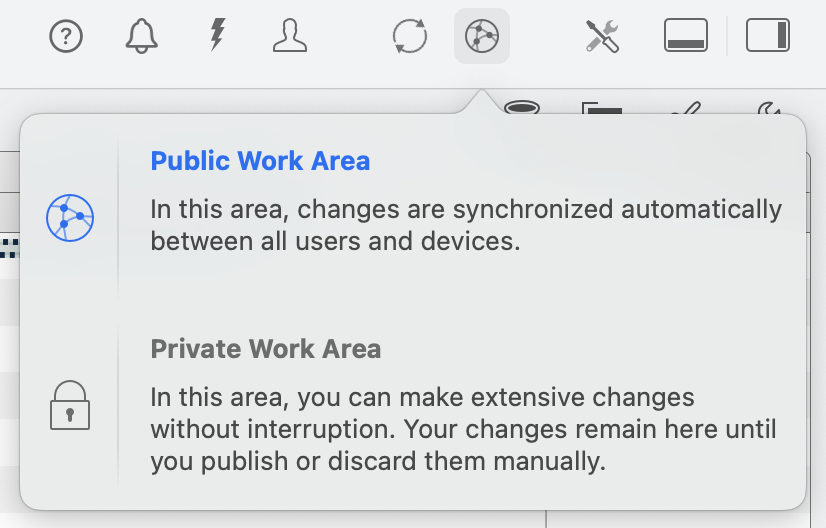Vous pouvez passer de l'espace de travail privé à l'espace de travail public dans Merlin Project.