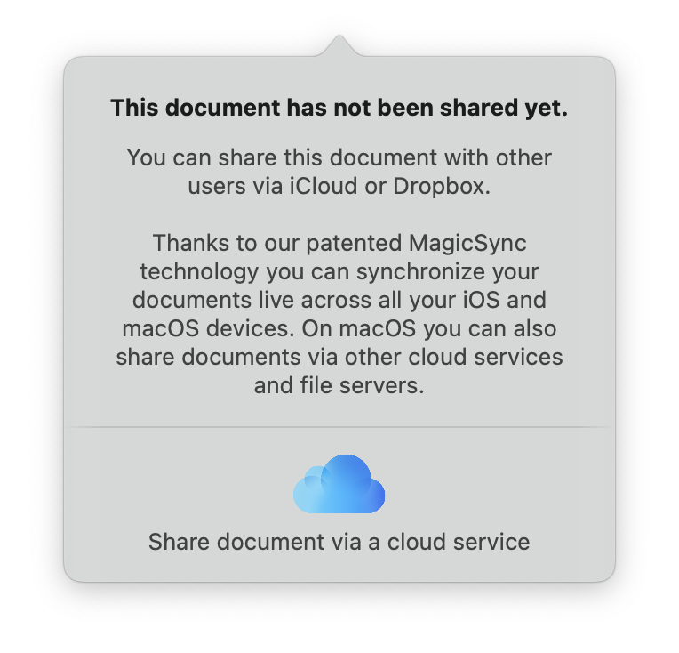 Activate synchronisation in Merlin Project by clicking on the cloud and selecting your preferred cloud provider