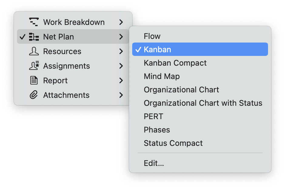 Seleccione la vista Kanban en Merlin Project
