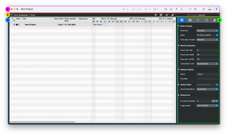 Un nouveau projet dans Merlin Project basé sur un document vide