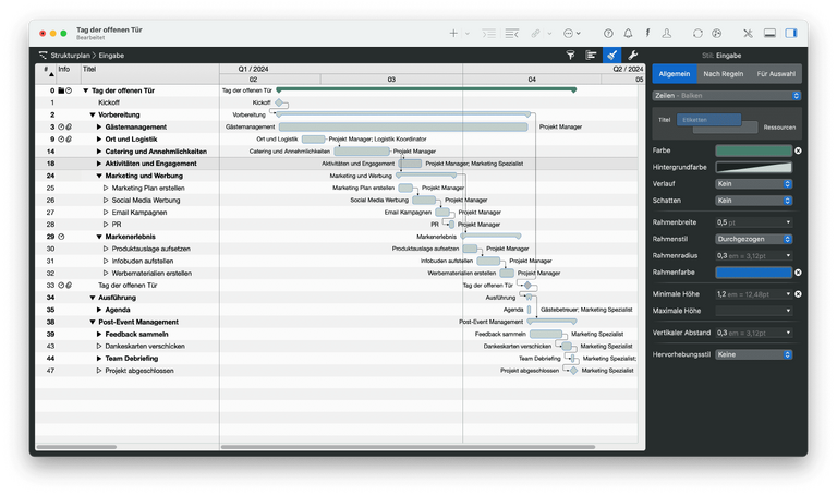Die Vorgangsbalken sind jetzt in Grün gefärbt