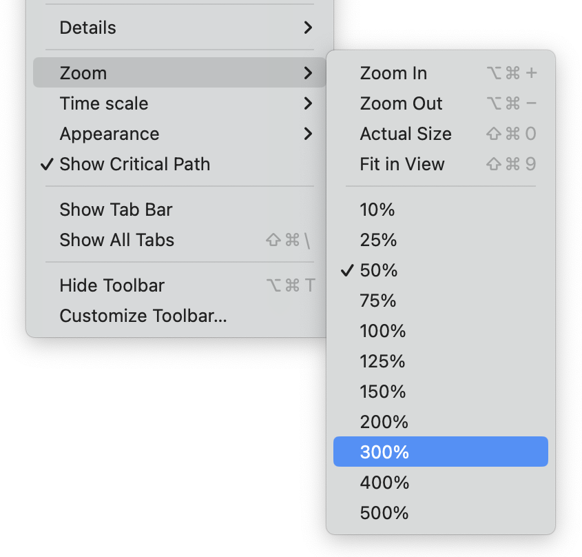 Options de zoom dans Merlin Project