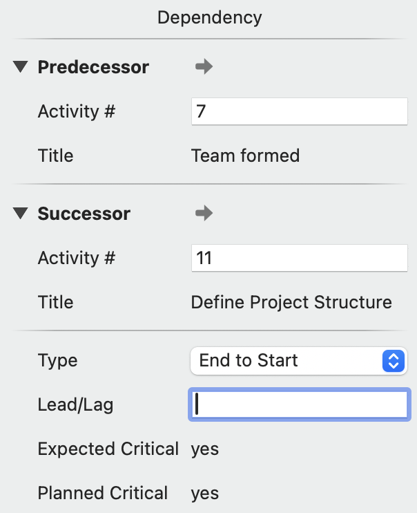 How to add lead/lag to dependencies