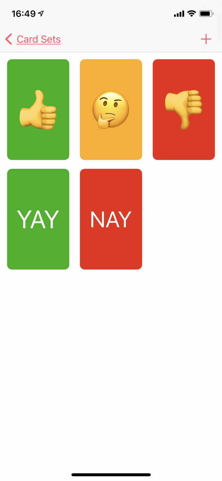 A set of cards to vote A set of cards to vote