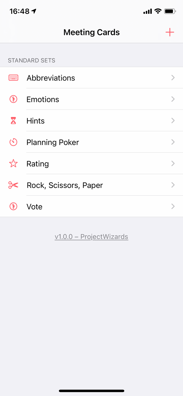 Meeting Cards with the available card sets Meeting Cards with the available card sets