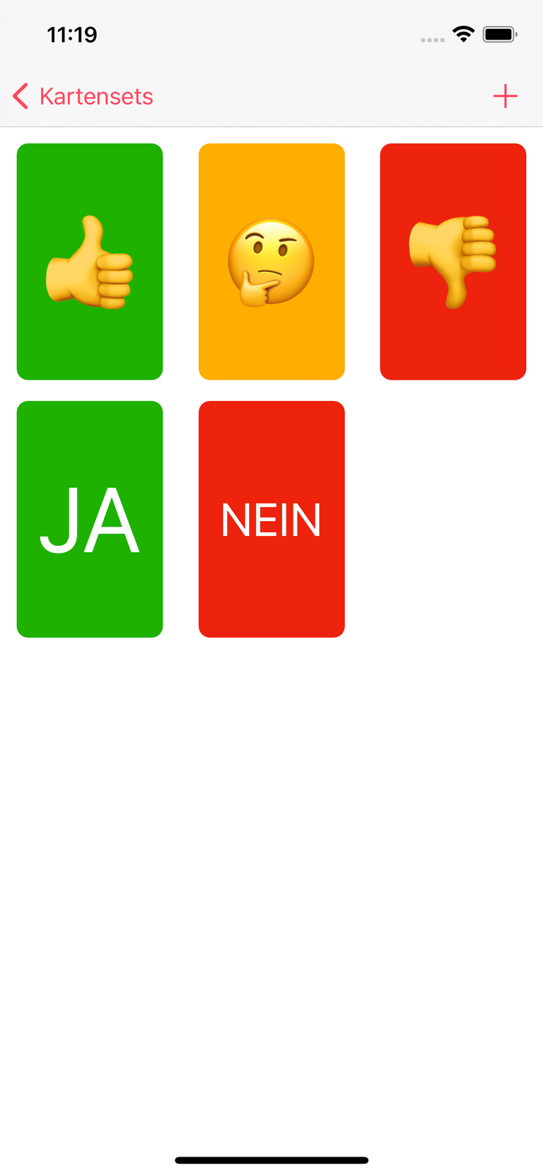 Ein Set mit Karten zu Abstimmung