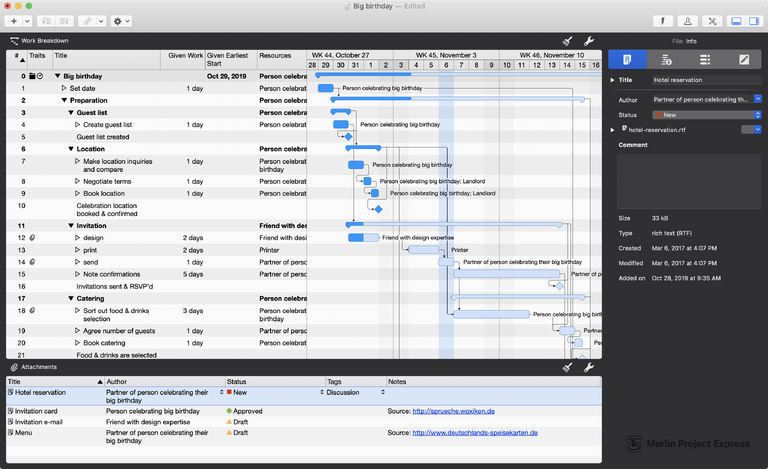 Attachments in Merlin Project Express