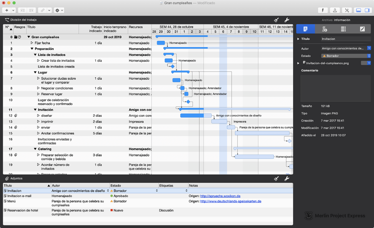 Adjuntos en Merlin Project Express