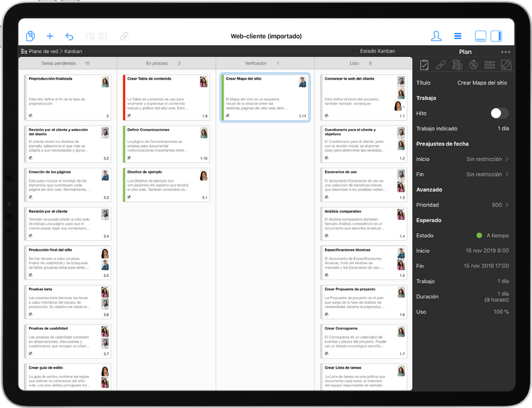 Tablero Kanban en Merlin Project