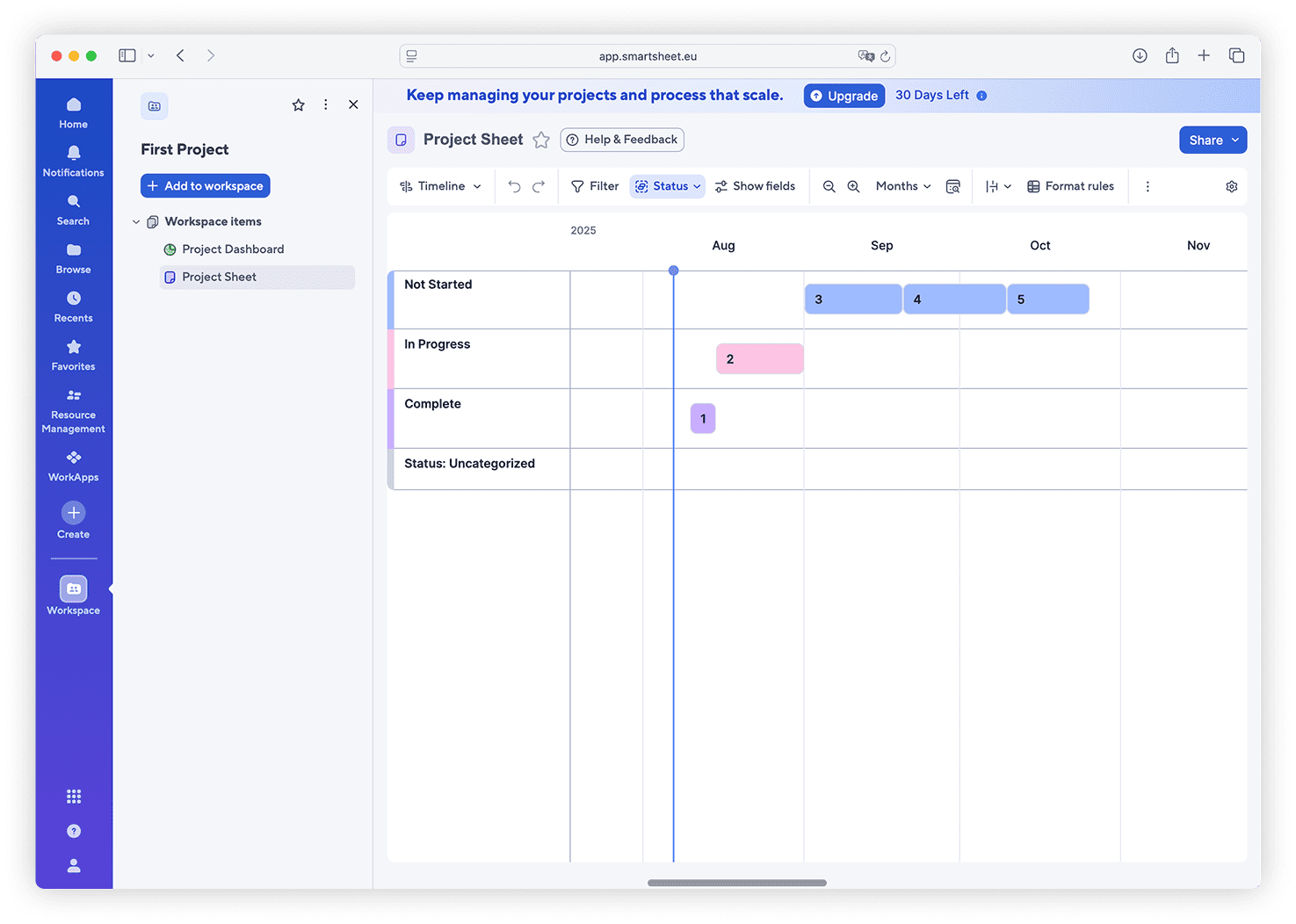 Gantt View in Smartsheet
