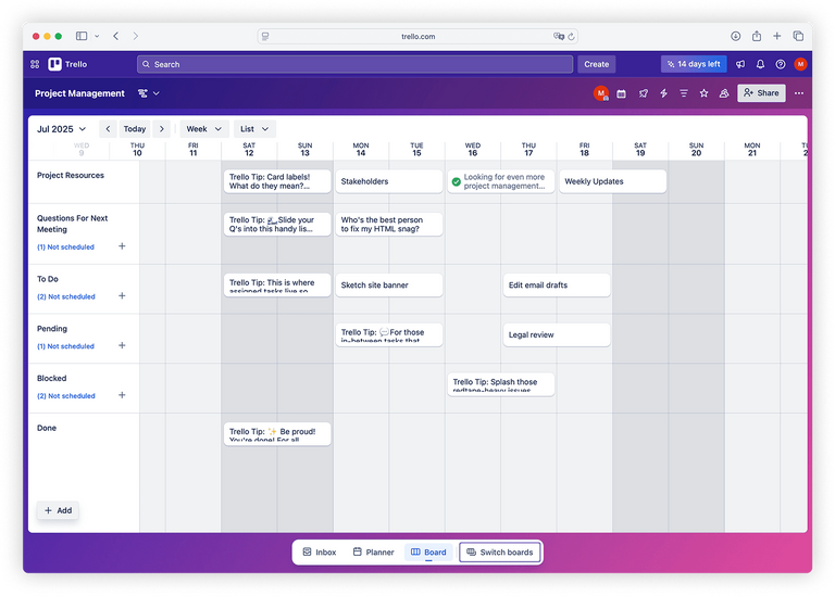 Timeline (Gantt-style) in Trello