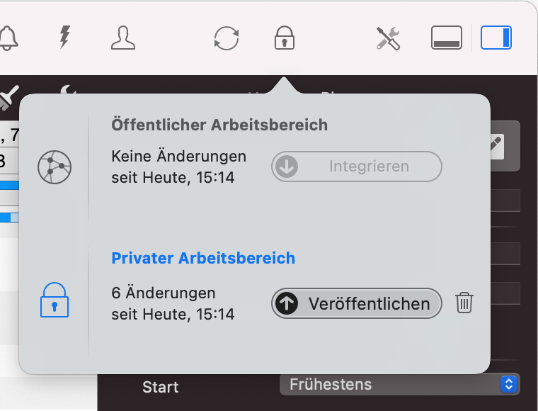 Privater Arbeitsbereich in Merlin Project