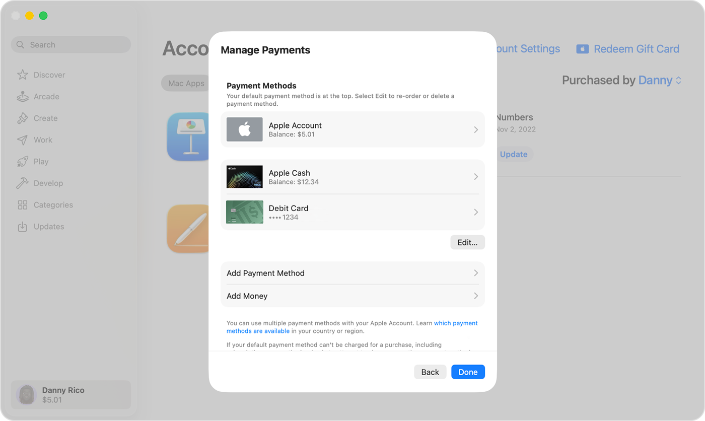 App Store でお支払い方法を変更する