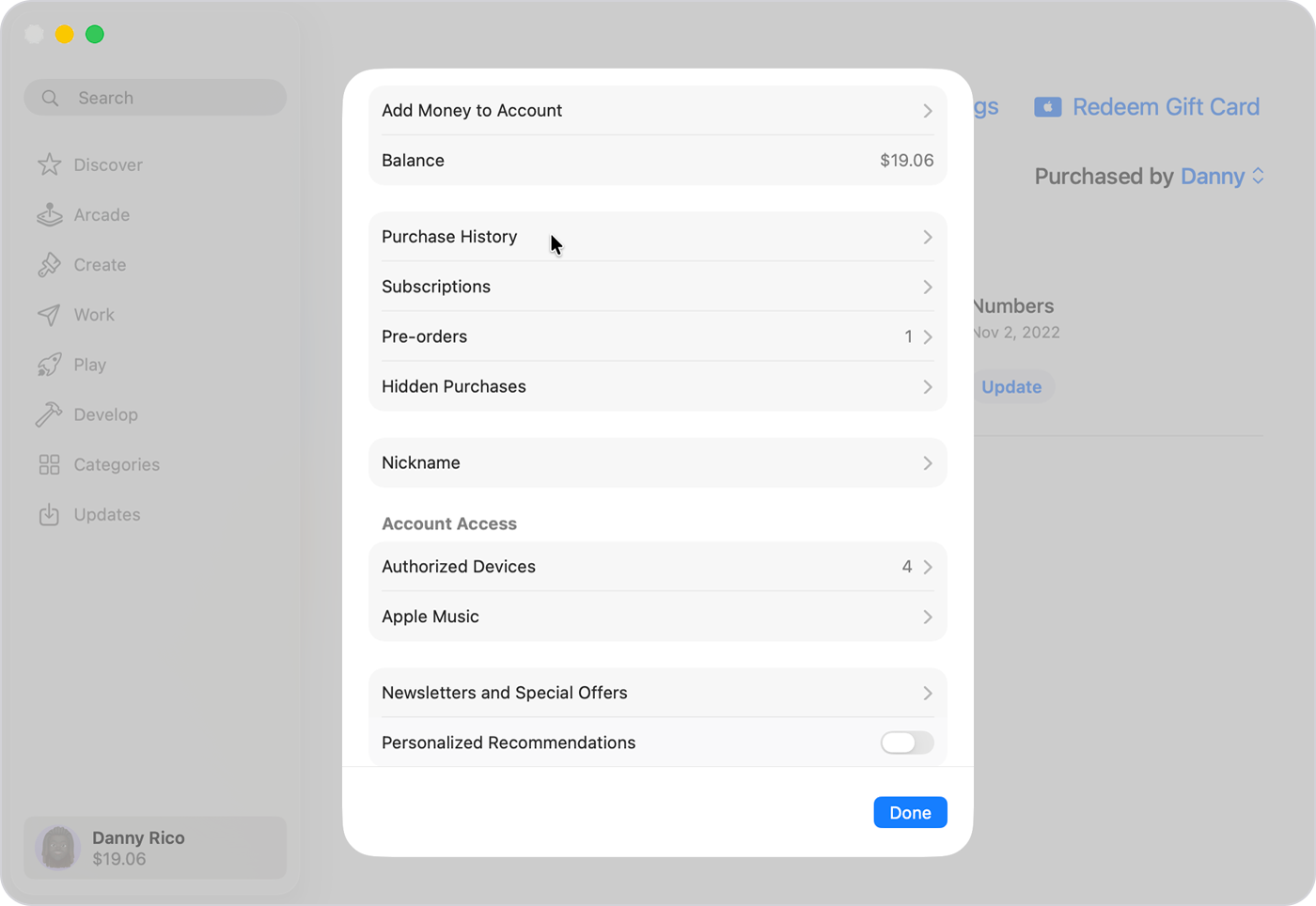 Apple ID の購入履歴を呼び出す