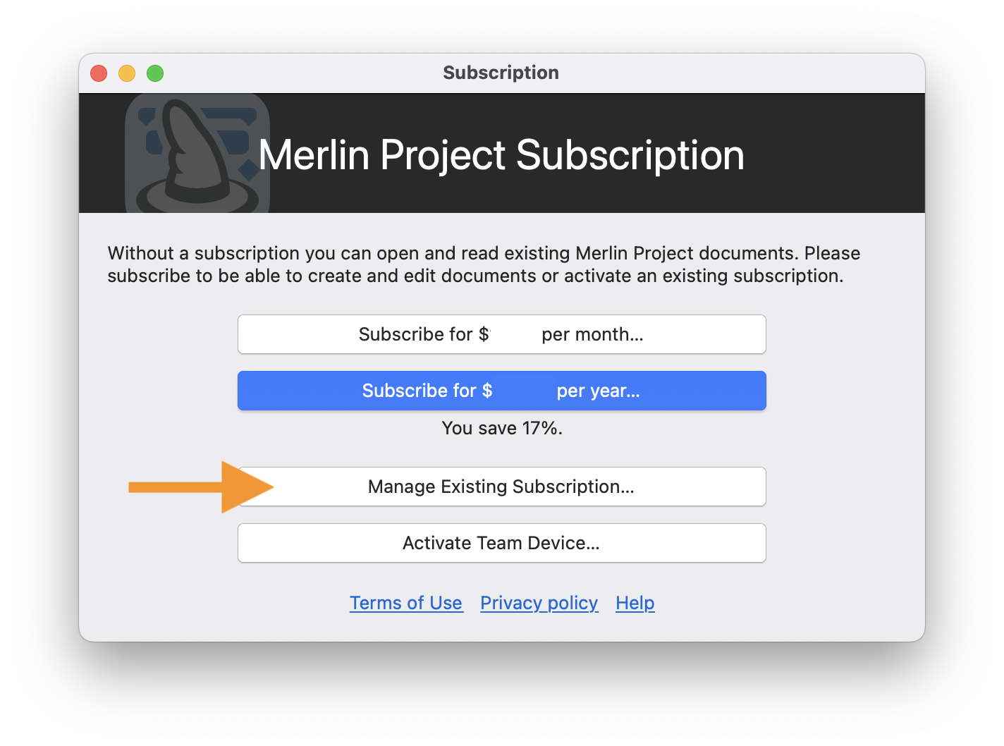 Manage Existing Subscription Manage Existing Subscription