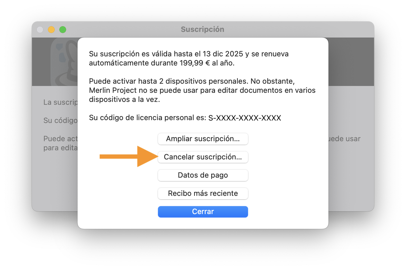 Desactive la renovación automática de la suscripción a Merlin Project Desactive la renovación automática de la suscripción a Merlin Project