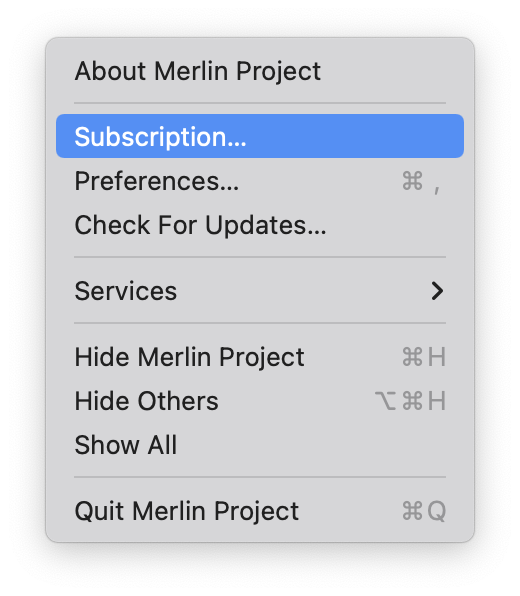 Manage Subscription in Merlin Project Manage Subscription in Merlin Project